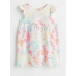 H&M Baby Girl Tie-Dye Dress 9M – Pastel Flutter Sleeve